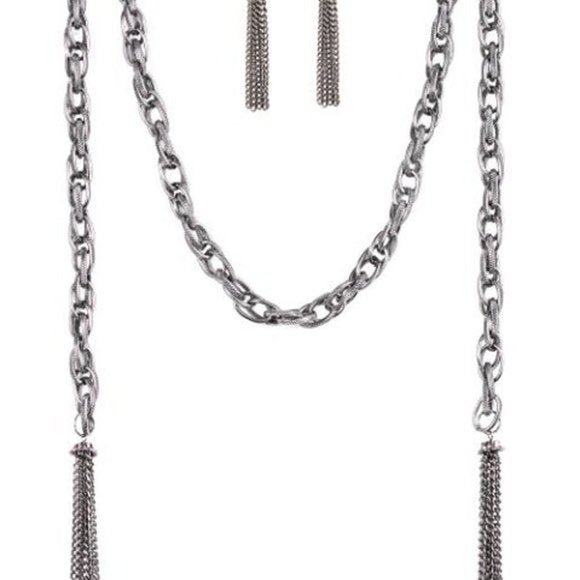 SCARF-ed For Attention Gunmetal Necklace